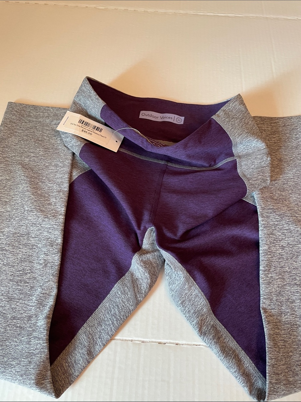Youth Outdoor Voices ' Two-Tone Purple and Gray Performance Leggings - Picture 2 of 8